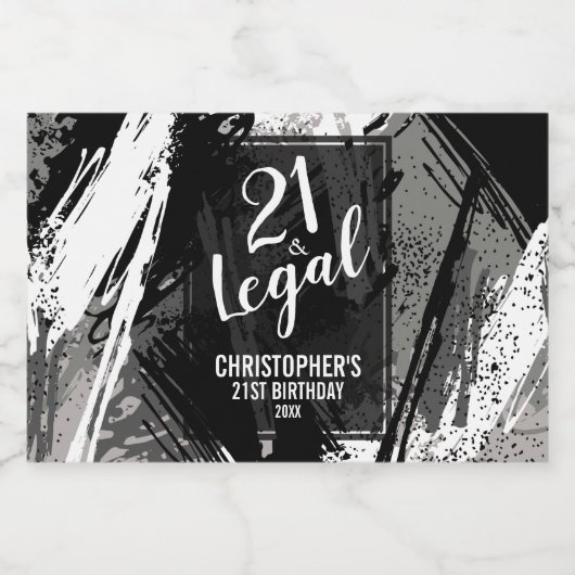 21 en Legal Black Grey Camo Custom Mini Likeurfles Etiket (Enkel label)