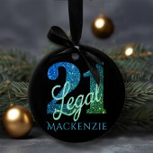21. en Legal Blue Green Ombre 21st Birthday Party Keramisch Ornament