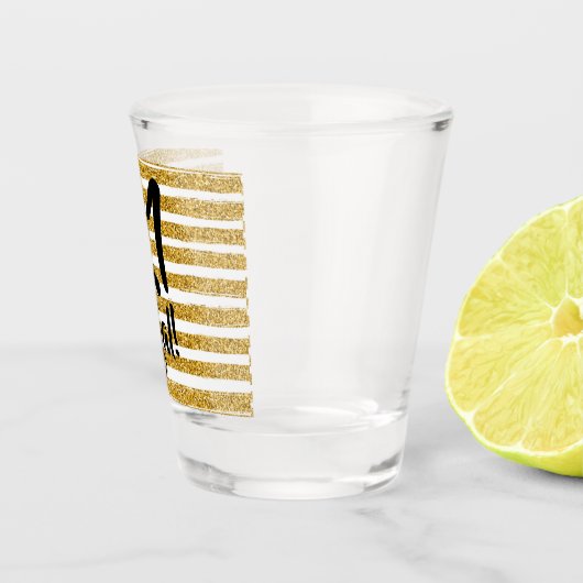 21 en Legal Gold Faux Glitter Custom Shot Glas (Rechts)