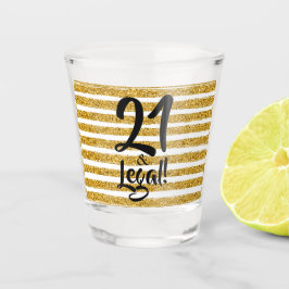 21 en Legal Gold Faux Glitter Custom Shot Glas