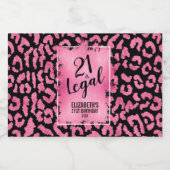 21 en Legal Pink Black Leopard Persoonlijke mini Likeurfles Etiket (Enkel label)