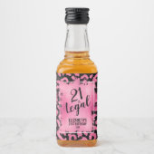 21 en Legal Pink Black Leopard Persoonlijke mini Likeurfles Etiket (Voorkant)