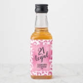 21 en Legal Pink White Leopard Persoonlijke Mini Likeurfles Etiket (Voorkant)