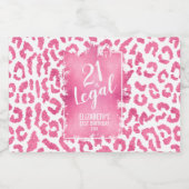 21 en Legal Pink White Leopard Persoonlijke Mini Likeurfles Etiket (Enkel label)