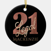 21. en Legal Roos Gold 21st Birthday Party Name Keramisch Ornament (Voorkant)