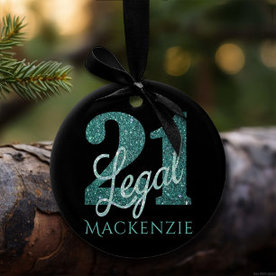 21. en Legal Turquoise Green 21st Birthday Naam Keramisch Ornament