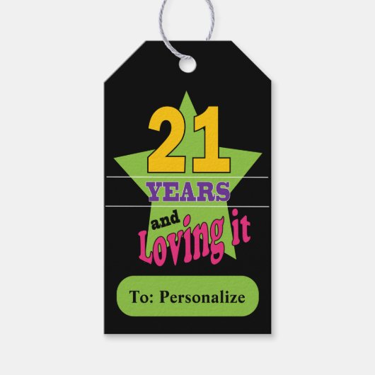 21 en Loving It Cadeaulabel (Voorkant)