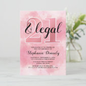 21 en rechtsroze uitnodiging (Staand voorkant)