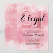 21 en rechtsroze uitnodiging (Voorkant / Achterkant)