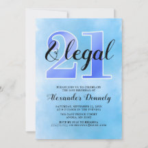 21 en wettelijk blauw uitnodiging
