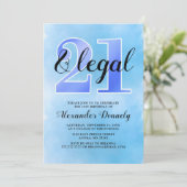 21 en wettelijk blauw uitnodiging (Staand voorkant)
