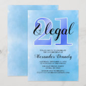 21 en wettelijk blauw uitnodiging (Voorkant / Achterkant)