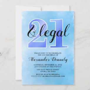 21 en wettig blauwe uitnodiging