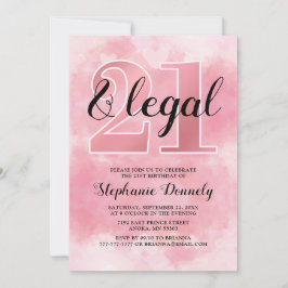 21 en wettig roze uitnodiging