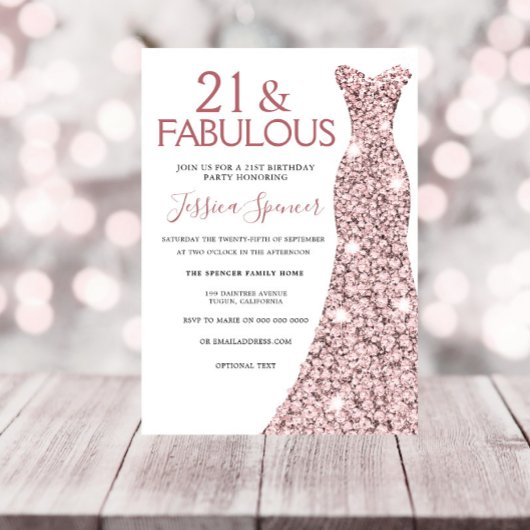 21 & Fabulous Roos Gold Dress 21e verjaardag Kaart