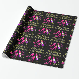 21 & FABULOUS ROZE SCHOEN EN LIPSTICK DIVA ONTWERP CADEAUPAPIER