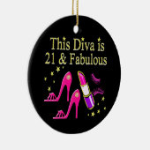 21 & FABULOUS ROZE SCHOEN EN LIPSTICK DIVA ONTWERP KERAMISCH ORNAMENT (Rechts)