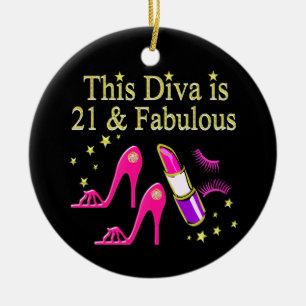 21 & FABULOUS ROZE SCHOEN EN LIPSTICK DIVA ONTWERP KERAMISCH ORNAMENT