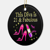 21 & FABULOUS ROZE SCHOEN EN LIPSTICK DIVA ONTWERP KERAMISCH ORNAMENT (Links)