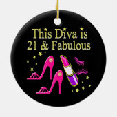 21 & FABULOUS ROZE SCHOEN EN LIPSTICK DIVA ONTWERP KERAMISCH ORNAMENT (Achterkant)