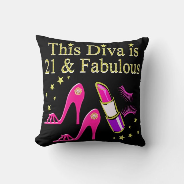 21 & FABULOUS ROZE SCHOEN EN LIPSTICK DIVA ONTWERP KUSSEN (Voorkant)