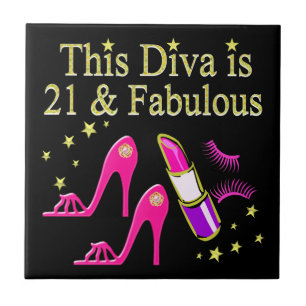 21 & FABULOUS ROZE SCHOEN EN LIPSTICK DIVA ONTWERP TEGELTJE