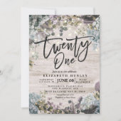 21 Floral String Lights Rustic Wood op geboortedag Kaart (Voorkant)