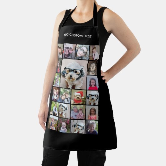 21 Foto Collage Grid met naam zwart Schort (Insitu)