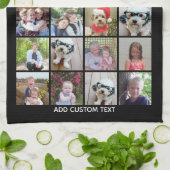 21 Foto collage - Raster met extra tekst - zwart Theedoek (Gevouwen)