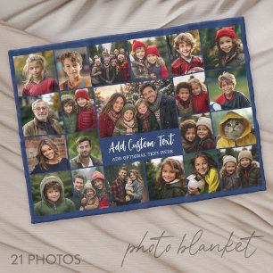 21 foto-collagerooster met 2 tekstvakken - fleece deken