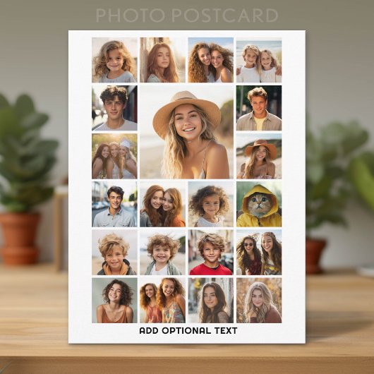 21 Fotocollage - Aangepaste tekst - Zwart en wit Briefkaart