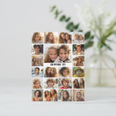 21 Fotocollage - Aangepaste tekst - Zwart en wit Briefkaart (Staand voorkant)