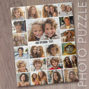 21 Fotocollage - Aangepaste tekst - Zwart en wit Legpuzzel