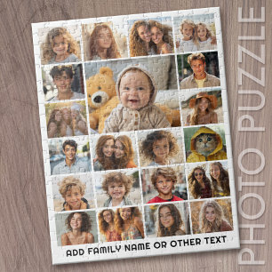 21 Fotocollage - Aangepaste tekst - Zwart en wit Legpuzzel