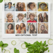 21 Fotocollage - Aangepaste tekst - Zwart en wit Theedoek (Gevouwen)