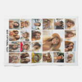 21 Fotocollage - Aangepaste tekst - Zwart en wit Theedoek (Horizontaal)