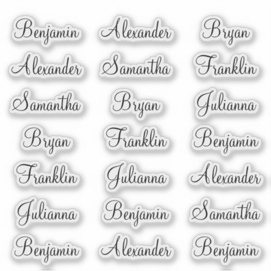 21 gastvoornamen Moderne elegante kalligrafie Sticker (Voorkant)