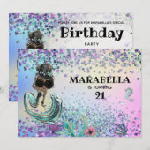 *~* 21 Glam Luxe Rainbow Mermaid Birthday Party Kaart (Voorkant / Achterkant)