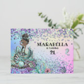 *~* 21 GLAM Rainbow Mermaid Birthday Party Kaart (Staand voorkant)