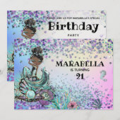 *~* 21 GLAM Rainbow Mermaid Birthday Party Kaart (Voorkant / Achterkant)