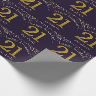 21 Glitter Gold Birthday Wrapping Paper Cadeaupapier