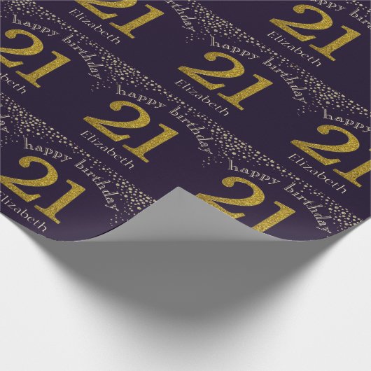 21 Glitter Gold Birthday Wrapping Paper Cadeaupapier (Hoek)