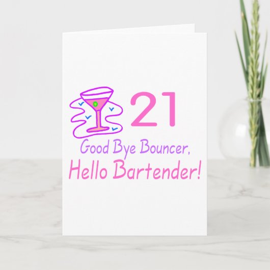 21 Goedendaags Bouncer Hallo Bartender (roze) Kaart (Voorkant)