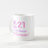 21 Goedendaags Bouncer Hallo Bartender (roze) Koffiemok (Voorkant links)