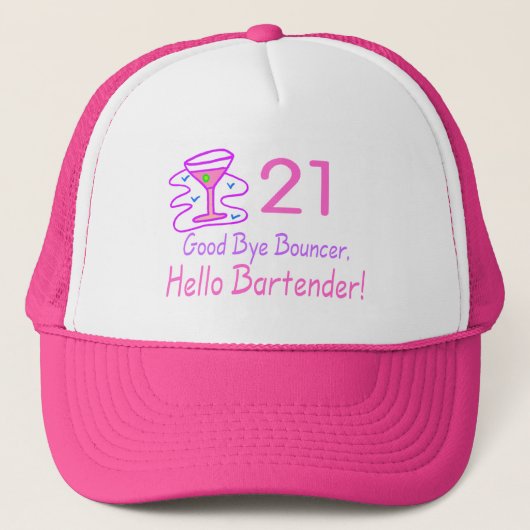 21 Goedendaags Bouncer Hallo Bartender (roze) Trucker Pet (Voorkant)