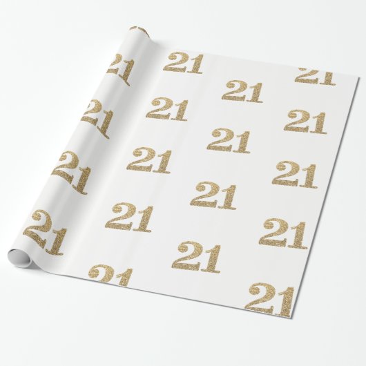 21 GOUD GLITTERNUMMER glamoureuze sprankelende ver Cadeaupapier (Uitgerold)