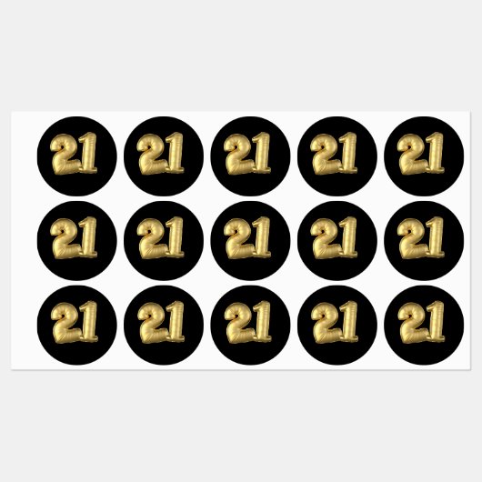 21 gouden ballonnen labels (Vel)