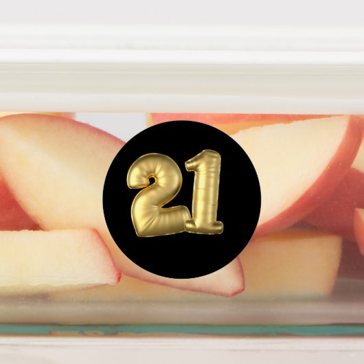 21 gouden ballonnen labels (Aangebracht)