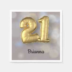 21 gouden ballonnen met naam servet