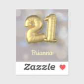 21 gouden ballonnen met naam sticker (Vel)